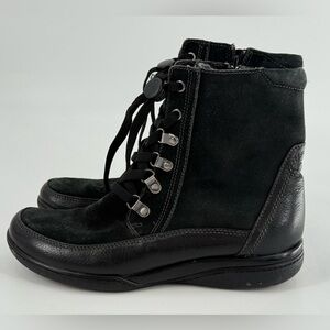 Clarks Black Suede & Leather Boots Wool Lined 8‎
